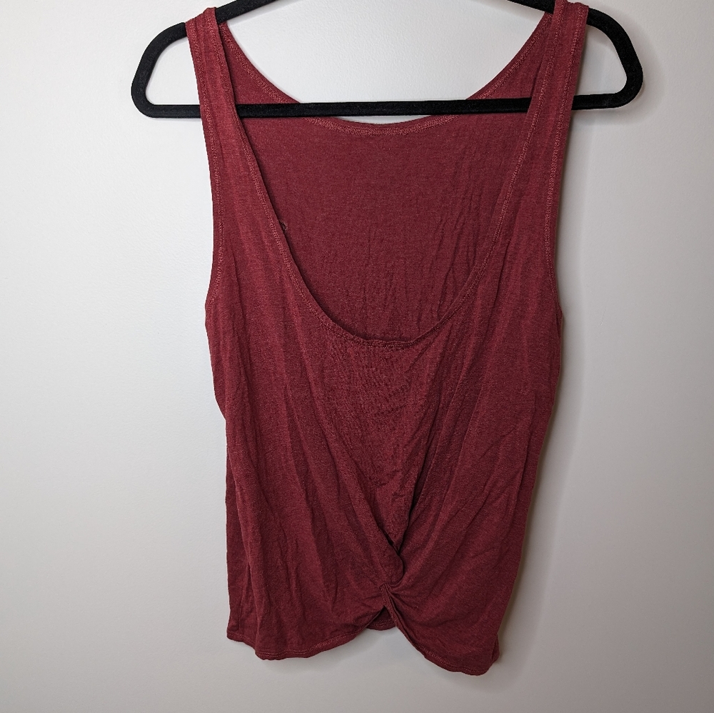 Zyia Maroon Low Back Swirl Tank with Back Twist | Size M - Picture 5 of 6